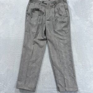 Bullock & Jones Pleated Dress Pants Men 36 (fits 38x33) Gray TrouserWool USA 90s